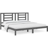 Berkfield Home Bed Frame Grey Solid Wood Pine 200x200 cm