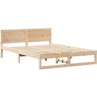 Berkfield Home Bed Frame Natural Wood Solid Pine Wood 160 x 200 cm Durable in Beige