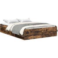 Berkfield Home Bed Frame Smoked Oak 140x200 cm in Brown