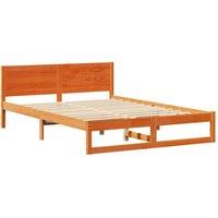 Berkfield Home Bed Frame Wax brown Wood 140 x 200 cm Simple Bed Frame