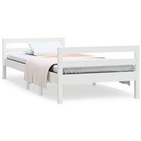 Berkfield Home Bed Frame White 75x190 cm Small Single Solid Wood Pine