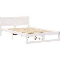 Berkfield Home Bed Frame White Solid Pine wood 140 x 190 cm Durable Bed Frame