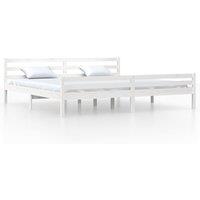 Berkfield Home Bed Frame White Solid Wood 200x200 cm