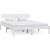 Berkfield Home Bed Frame White Solid Wood Pine 135x190 cm Double