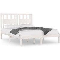 Berkfield Home Bed Frame White Solid Wood Pine 135x190 cm Double