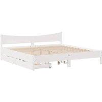 Berkfield Home Bed Frame with Drawers White 180x200 cm Super King Solid Wood Pine