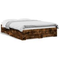 Berkfield Home Bed Frame with Drawers without Mattress Smoked Oak 135x190 cm Double in Brown
