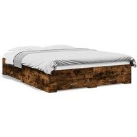 Berkfield Home Bed Frame with Drawers without Mattress Smoked Oak 140x200 cm in Brown