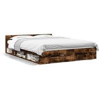 Berkfield Home Bed Frame with Drawers without Mattress Smoked Oak 160x200 cm in Brown