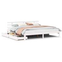 Berkfield Home Bed Frame with Drawers without Mattress White 200x200 cm