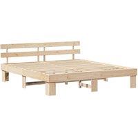 Berkfield Home Bed Frame with Headboard 180x200 cm Solid Wood Pine in Beige