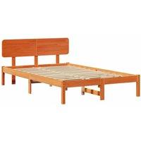 Berkfield Home Bed Frame with Headboard Wax Brown 120x200 cm Solid Pine Wood