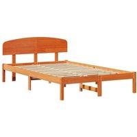 Berkfield Home Bed Frame with Headboard Wax Brown 120x200 cm Solid Wood Pine
