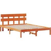 Berkfield Home Bed Frame with Headboard Wax Brown 140x200 cm Solid Wood Pine