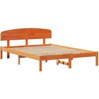 Berkfield Home Bed Frame with Headboard Wax Brown 140x200 cm Solid Wood Pine