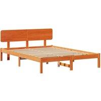 Berkfield Home Bed Frame with Headboard Wax Brown 150x200 cm Solid Pine Wood