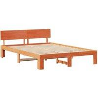 Berkfield Home Bed Frame with Headboard Wax Brown 150x200 cm Solid Pine Wood
