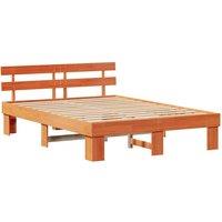 Berkfield Home Bed Frame with Headboard Wax Brown 150x200 cm Solid Wood Pine