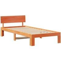Berkfield Home Bed Frame with Headboard Wax Brown 90x200 cm Solid Pine Wood