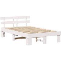 Berkfield Home Bed Frame with Headboard White 120x190 cm Solid Wood Pine