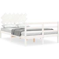 Berkfield Home Bed Frame with Headboard White 120x200 cm Solid Wood | Size: Small Double