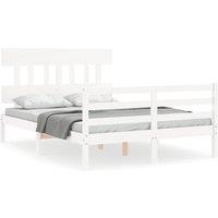Berkfield Home Bed Frame with Headboard White 120x200 cm Solid Wood | Size: Small Double