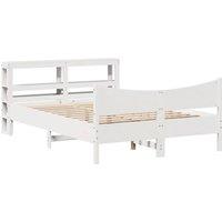 Berkfield Home Bed Frame with Headboard White 120x200 cm Solid Wood Pine | Size: Small Double