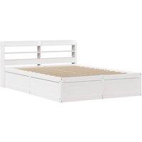 Berkfield Home Bed Frame with Headboard White 135x190 cm Double Solid Wood Pine