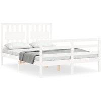 Berkfield Home Bed Frame with Headboard White 140x190 cm Solid Wood