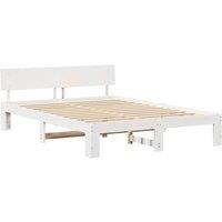 Berkfield Home Bed Frame with Headboard White 160x200 cm Solid Pine Wood