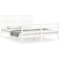 Berkfield Home Bed Frame with Headboard White 160x200 cm Solid Wood