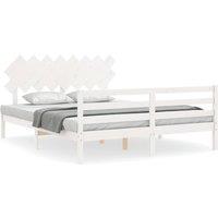 Berkfield Home Bed Frame with Headboard White 160x200 cm Solid Wood