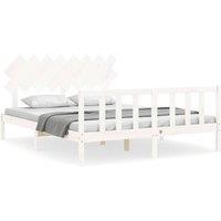 Berkfield Home Bed Frame with Headboard White 160x200 cm Solid Wood