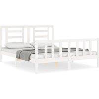 Berkfield Home Bed Frame with Headboard White 160x200 cm Solid Wood