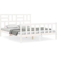 Berkfield Home Bed Frame with Headboard White 160x200 cm Solid Wood