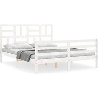 Berkfield Home Bed Frame with Headboard White 160x200 cm Solid Wood
