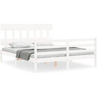 Berkfield Home Bed Frame with Headboard White 160x200 cm Solid Wood