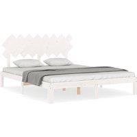Berkfield Home Bed Frame with Headboard White 160x200 cm Solid Wood