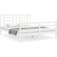 Berkfield Home Bed Frame with Headboard White 160x200 cm Solid Wood