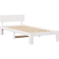 Berkfield Home Bed Frame with Headboard White 90x200 cm Solid Pine Wood