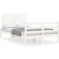 Berkfield Home Bed Frame with Headboard White Double Solid Wood