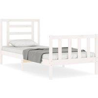 Berkfield Home Bed Frame with Headboard White Single Solid Wood
