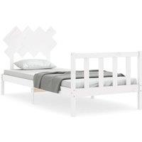Berkfield Home Bed Frame with Headboard White Single Solid Wood
