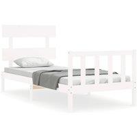 Berkfield Home Bed Frame with Headboard White Single Solid Wood