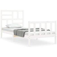 Berkfield Home Bed Frame with Headboard White Single Solid Wood