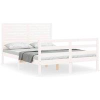 Berkfield Home Bed Frame with Headboard White Small Double Solid Wood