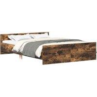Berkfield Home Bed Frame with Headboard & Footboard Smoked Oak 150x200 cm King Size in Brown