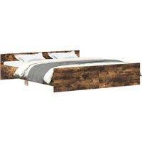 Berkfield Home Bed Frame with Headboard & Footboard Smoked Oak 160x200 cm in Brown