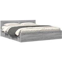 Berkfield Home Bed Frame with Headboard without Mattress Grey Sonoma 200x200 cm