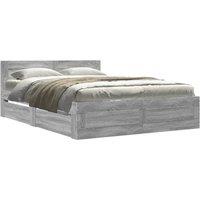 Berkfield Home Bed Frame with Headboard without Mattress Grey Sonoma 120x200 cm | Size: Small Double